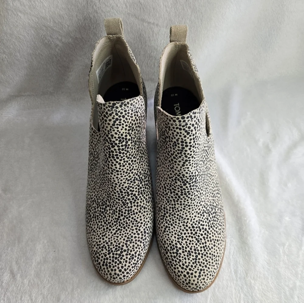 TOMS Kallie Mini Cheetah Suede Wedge Booties, Womens Size 10